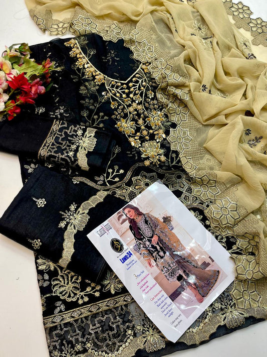 Luxury Embroidered Lawn Suit (3-Pc) - Premium Collection