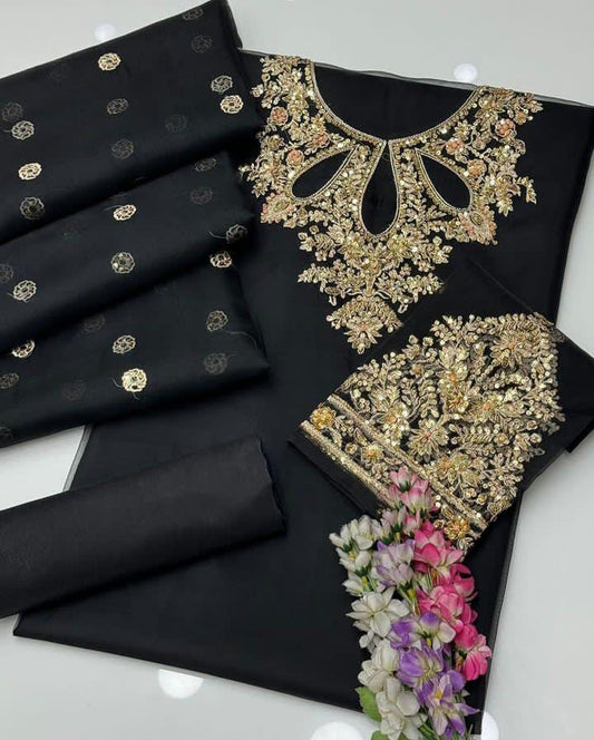 Embroidered Organza Suit Set (3-Piece)
