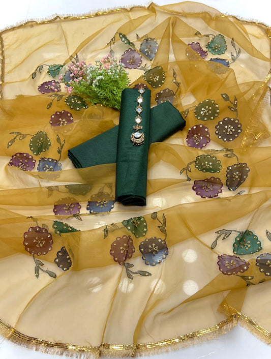 Hand-Painted Organza & Kattan Silk Luxury Suit (3-Pc)
