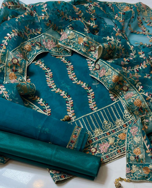 Most Demanded Organza Suit (3-Pc) – Jaali & Sprite Work