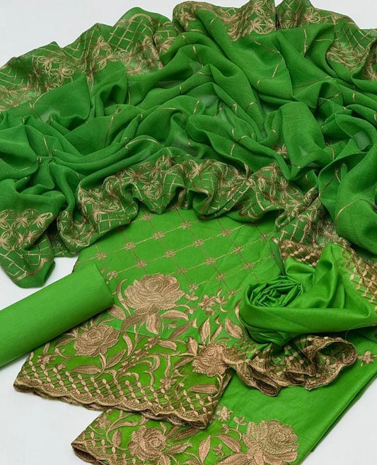Premium Embroidered Lawn Suit (3-Pc) with Cutwork Detailing