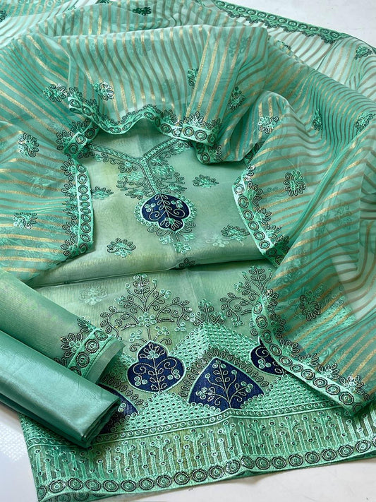 Handcrafted Khaddi Embroidered Suit (3-Pc)