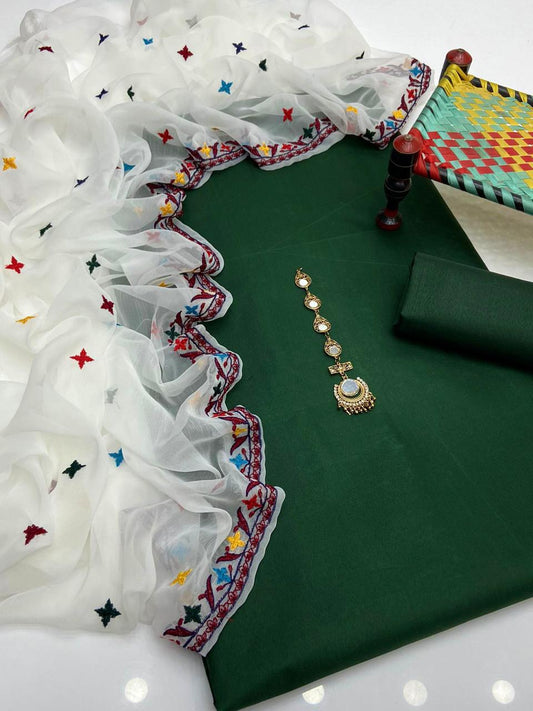 3-Piece Kataan Silk Unstitched Suit with Chiffon Dupatta