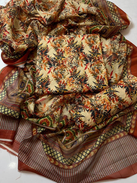 Summer Luxe Jacquard Digital Print 3PC Suit