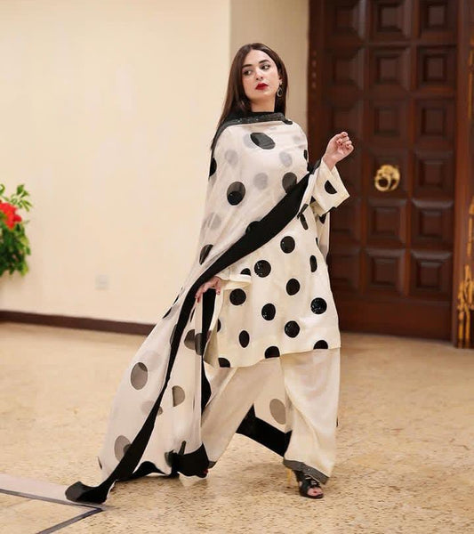 Hand-Painted Organza & Kattan Silk Suit (3-Pc)