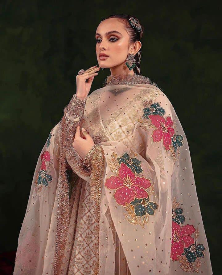 Royal Mirror Work Organza Suit (3-Pc)
